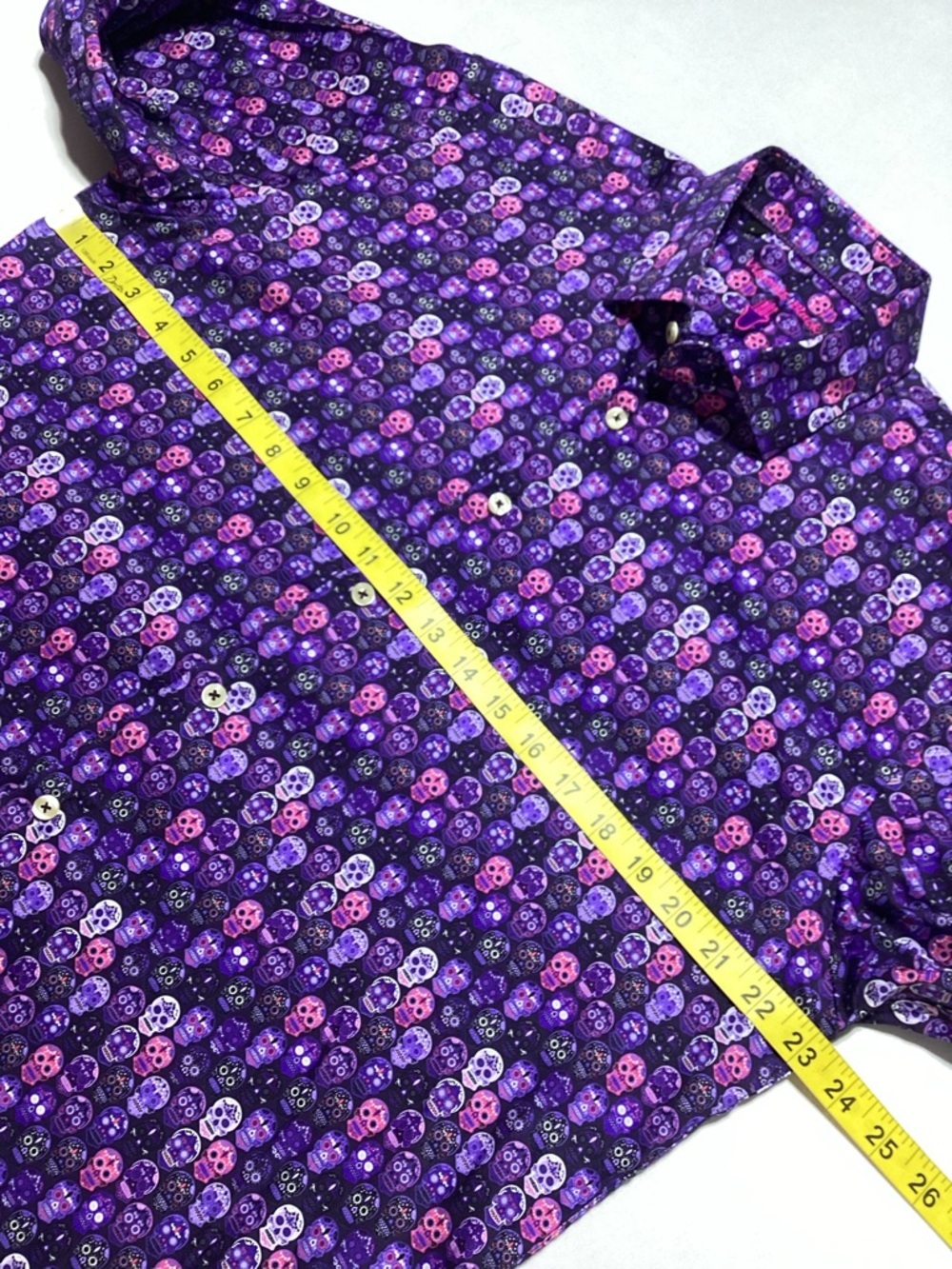 Men's Purple Skull-Pattern Button-Down Dress Shirt - Picture 10 of 11
